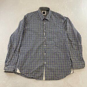 Hugo Boss Dress Shirt Mens XL Regular Fit Long Sleeve Collared Plaid Button Up